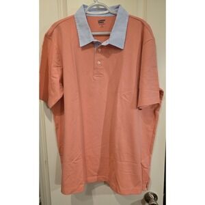 Land's End‎  Men's Pink/Blue Striped Collar Polo Shirt SZ XL
